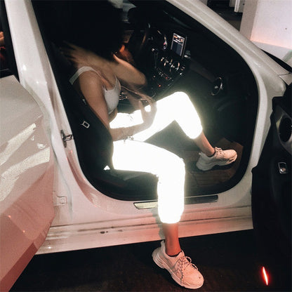 Women's luminous elastic casual pants