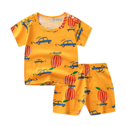 New Children's Short Sleeved Suit Baby  Cotton Short Sleeved