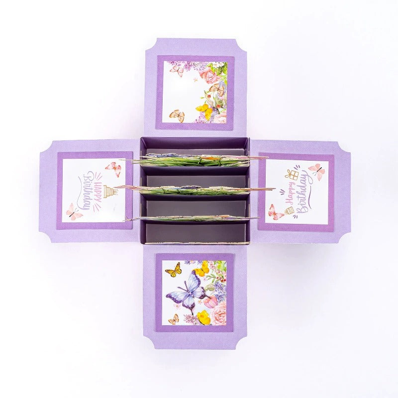 Colorized Butterfly 3D Pop-up Stereo Box Birthday Greeting Card