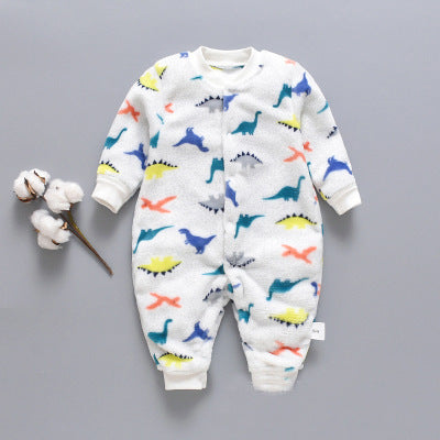 Autumn and winter flannel fleece warmth one-piece romper