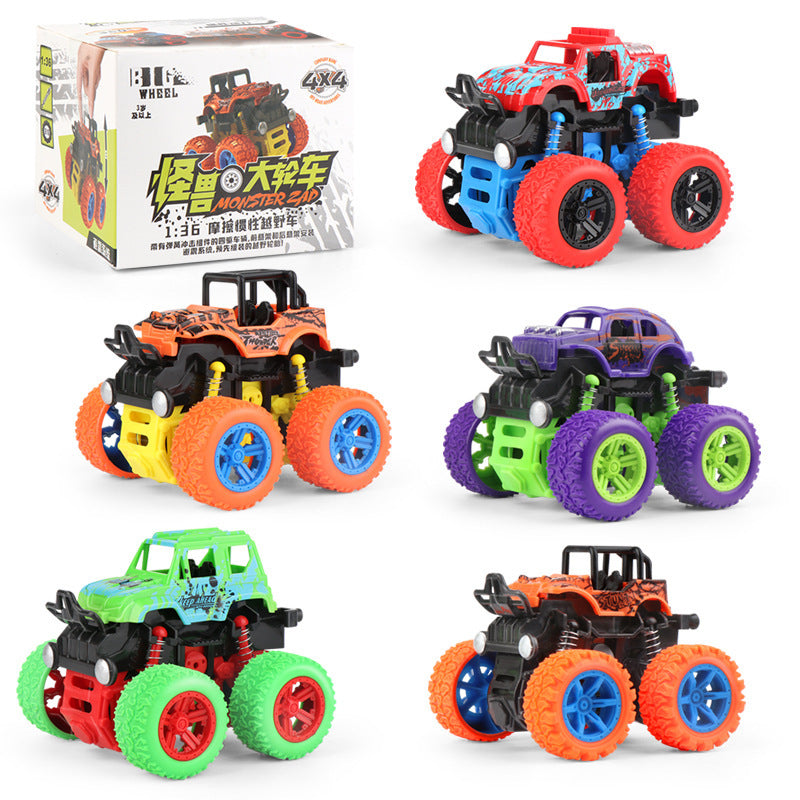 Children's Toy Stunt Off-road Vehicle Four-wheel Drive Inertial Off-road Vehicle Flip Dynamic Stunt Car Anti-drop Pull Back Car