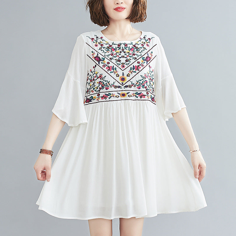 Plus size dress retro flared sleeve skirt