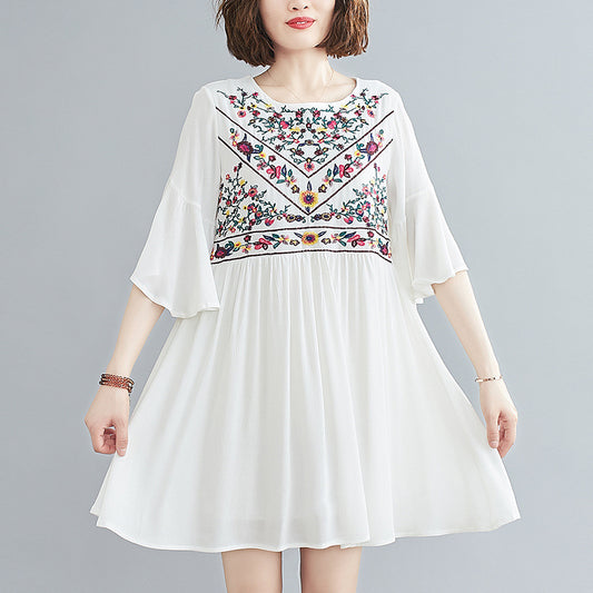 Plus size dress retro flared sleeve skirt
