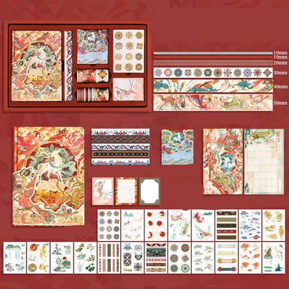 Ancient Style Hand Book Tape Stickers Sticky Notes Gift Box