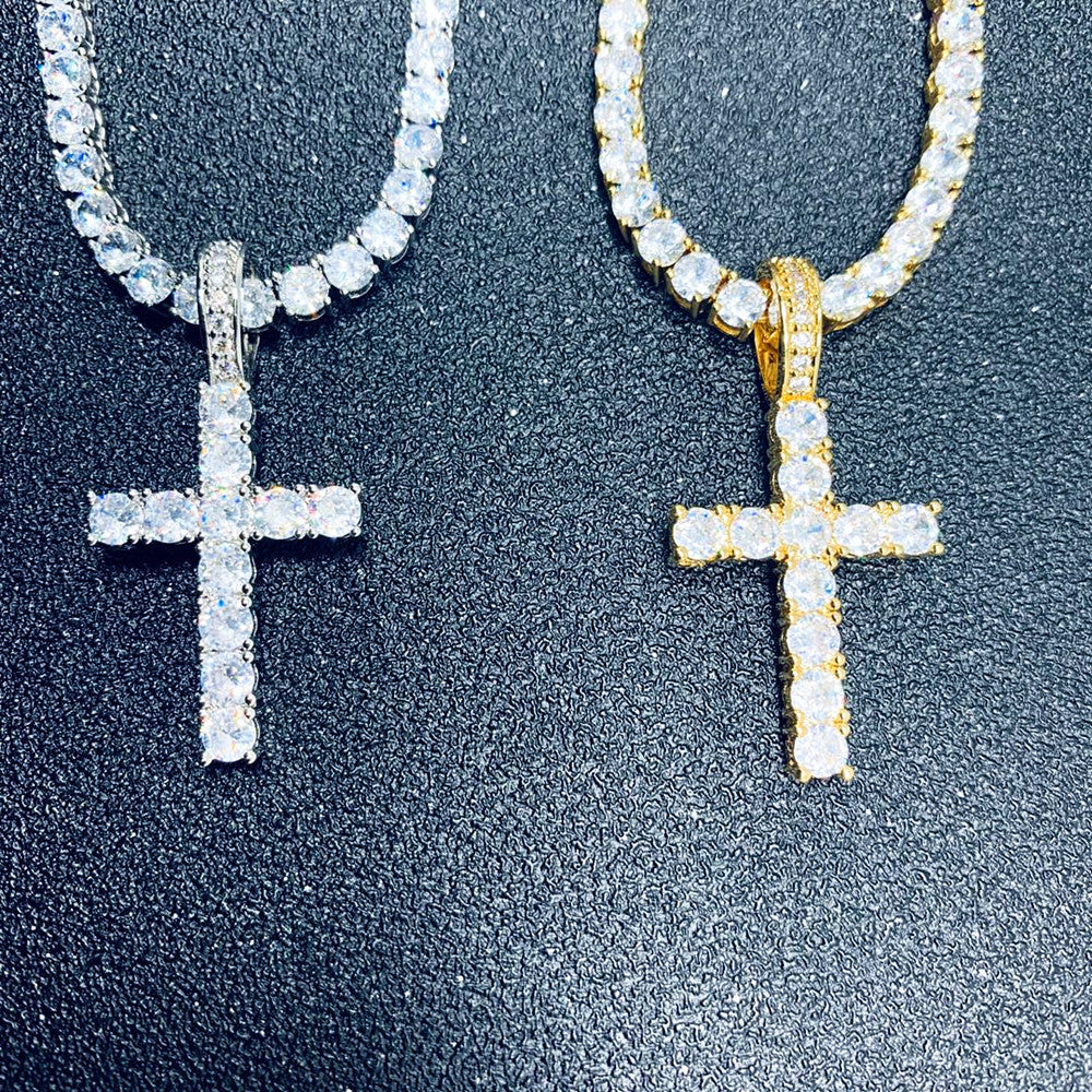 Tennis chain with cross necklace