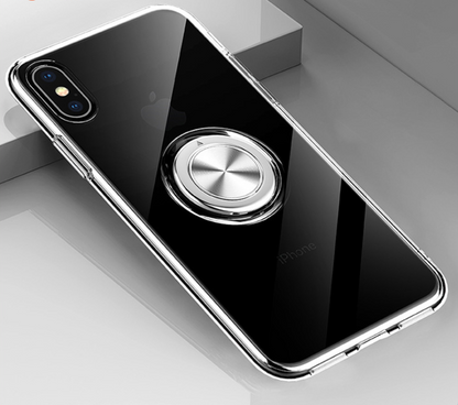 Compatible with Apple, Transparent Magnetic Ring Stand Phone Case For iPhone XR XS Max X XS Adsorption Holder case For iPhone 6 6S Plus 7 8 Plus cover