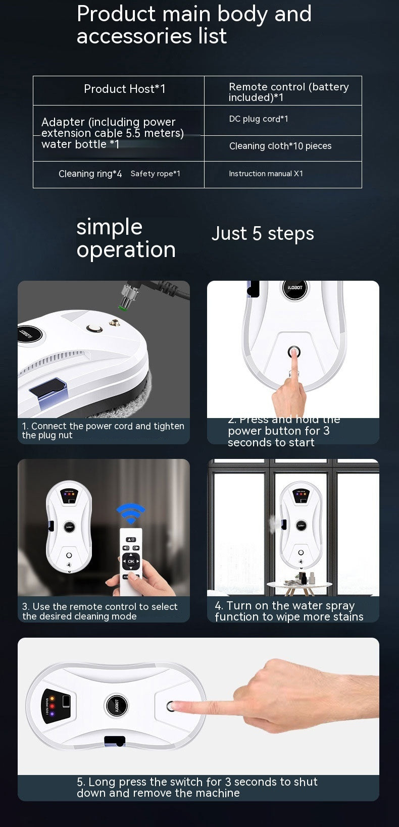 Intelligent Water Spray Window Cleaning Robot Automatic Electric Remote Control Intelligent Water Spray Window Cleaning Robot