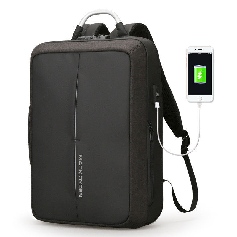 BLACK Men's backpack rechargeable usb computer bag
