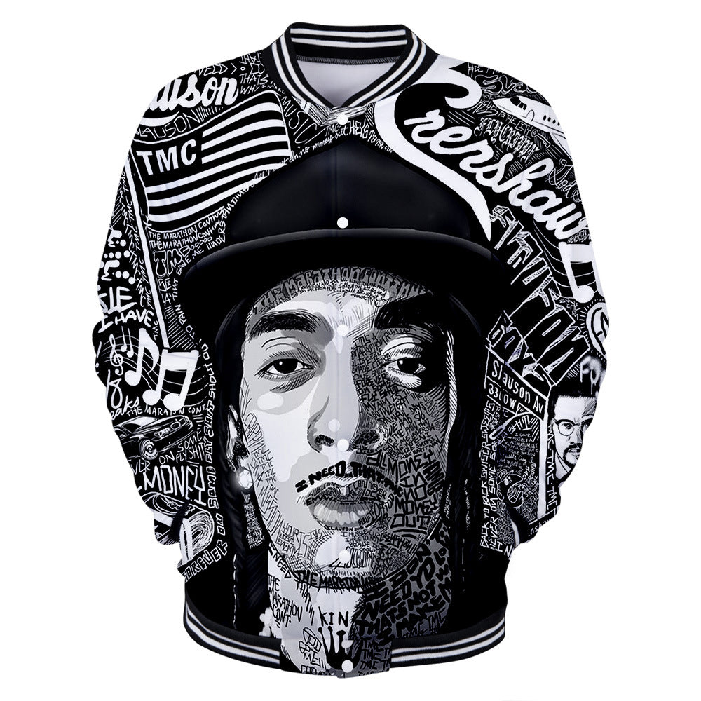 Trendy nipsey hussle casual 3D baseball uniform