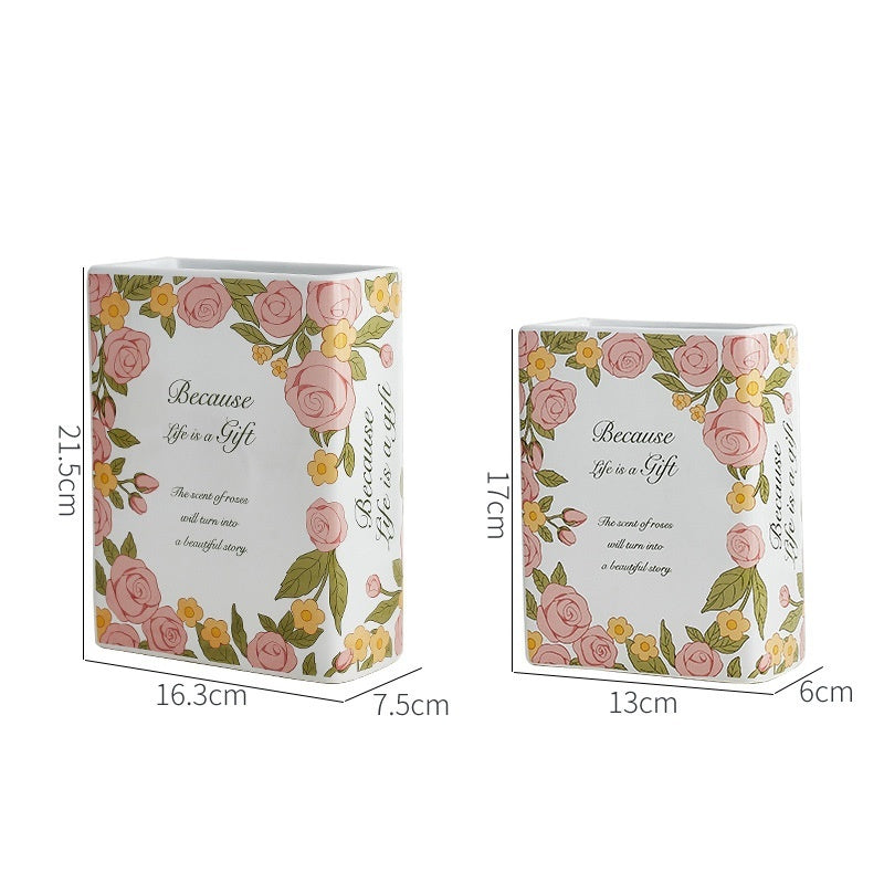 Creative Modern And Simple Ceramic Book Vase Decoration Crafts