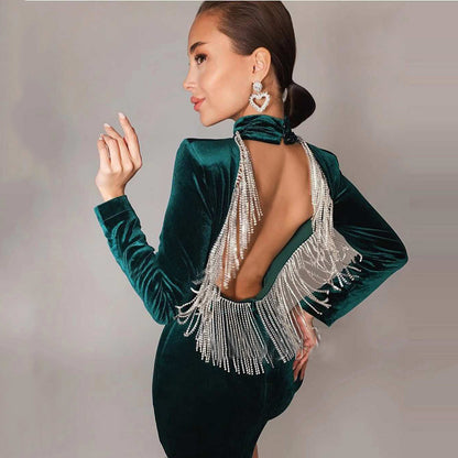 Bandage Dress Sexy Leaky Back Tight Party Dress