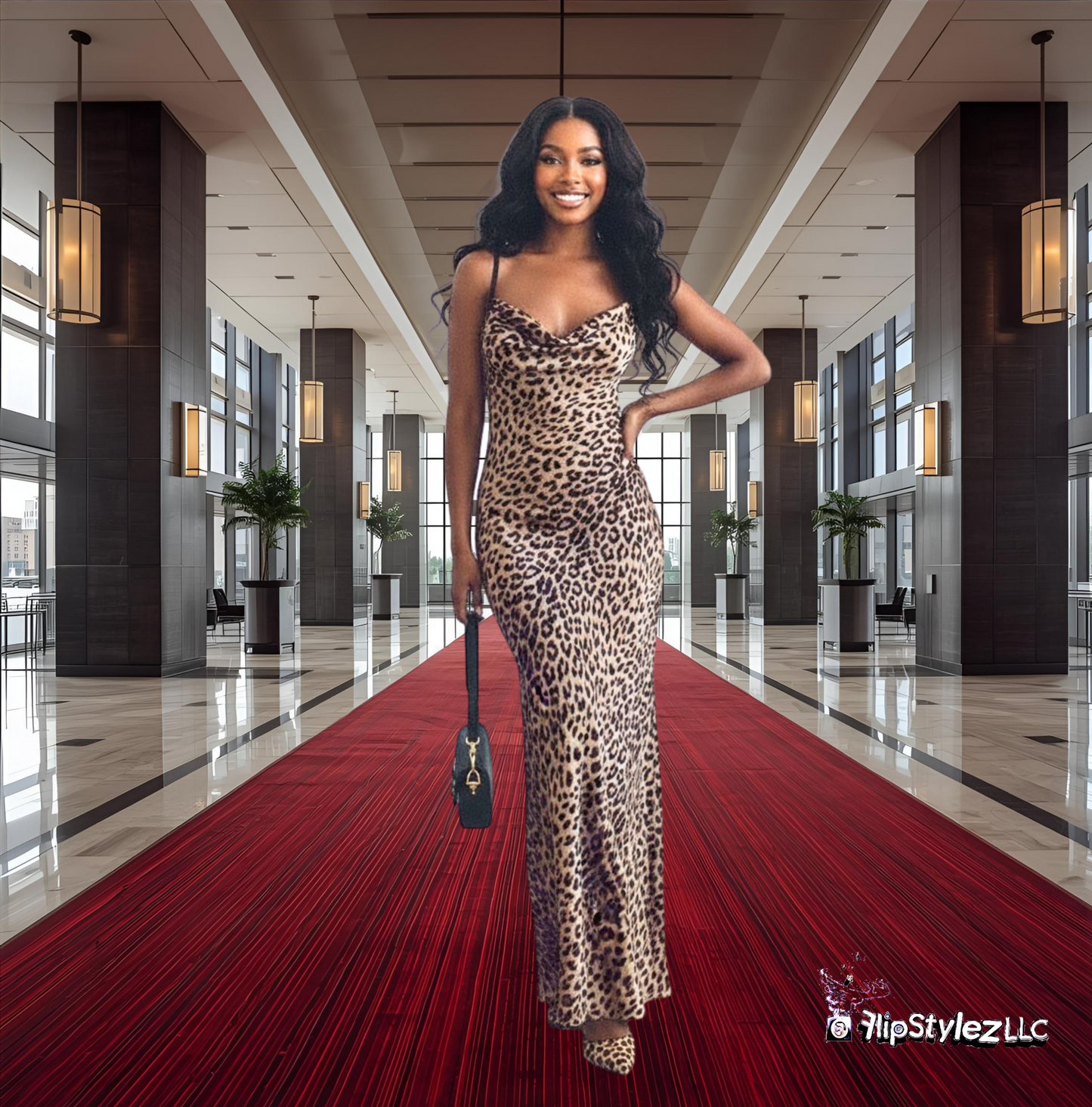 New Sexy Summer leopard print elegant Slim fit Backless Dress