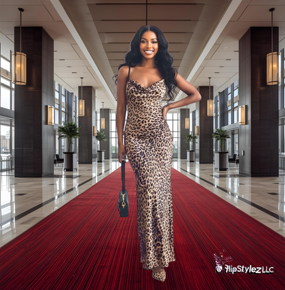 New Sexy Summer leopard print elegant Slim fit Backless Dress