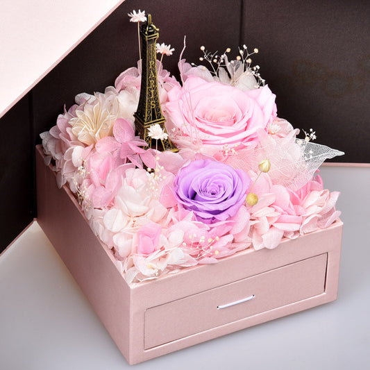 Preserved Flower Jewelry Box Necklace Bracelet Birthday Gift