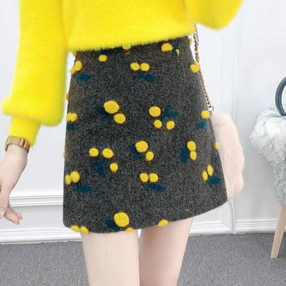Western Style Woolen Short Skirt Small Fragrance Two-piece Fashion
