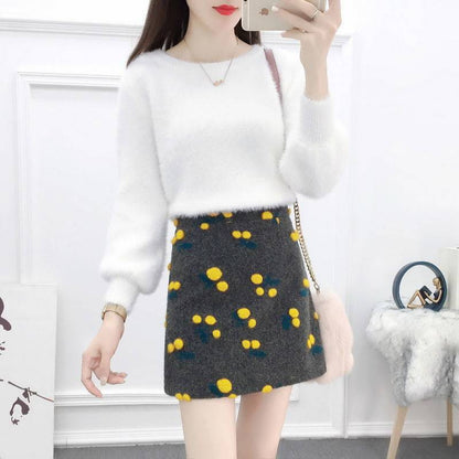 Western Style Woolen Short Skirt Small Fragrance Two-piece Fashion