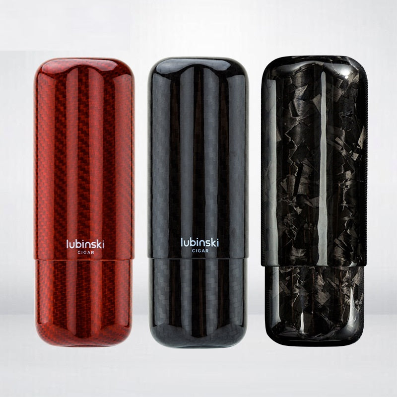 Two-pack Of Carbon Fiber Portable Cigar Tubes Gift Box