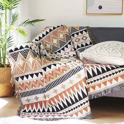 Geometric Double-sided Knitted Sofa Blanket