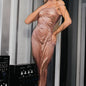 European And American Style Hot Girl Close-fitting Fashion Human Body Printing Slip Dress