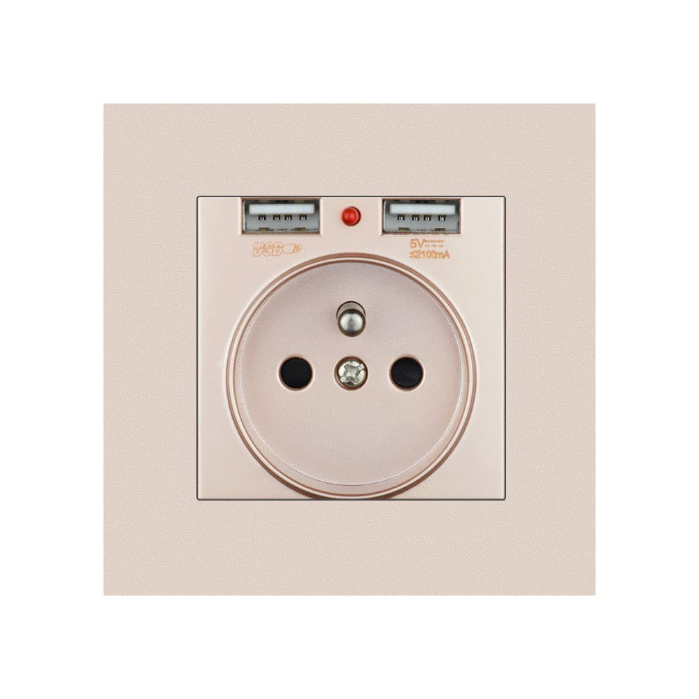 German Type Socket Wall Power Socket With Dual USB