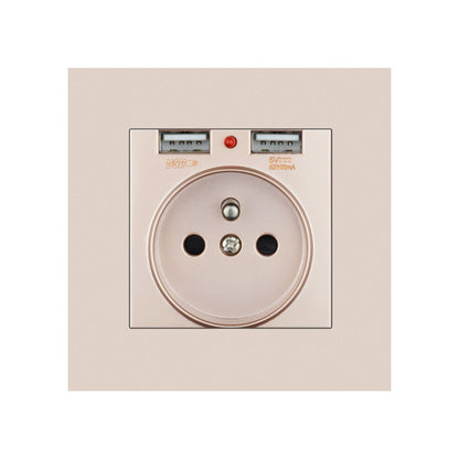 German Type Socket Wall Power Socket With Dual USB