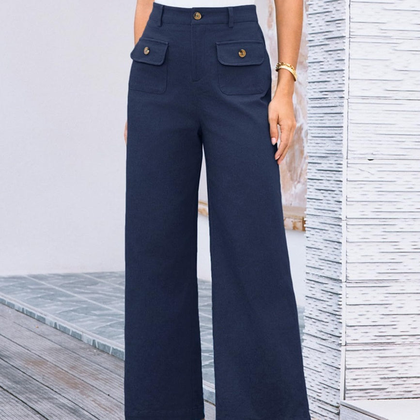 Women's High Waist Wide Leg Pants Stretch Casual Pants