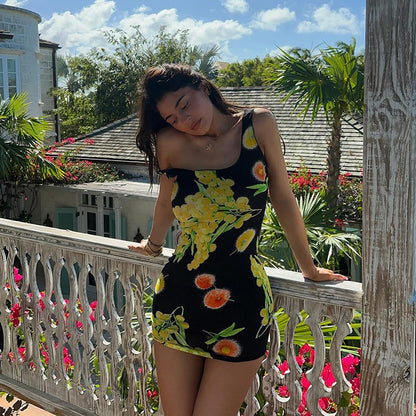 European And American Style Golden Girl Same Style Printing Dress