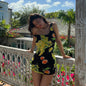European And American Style Golden Girl Same Style Printing Dress