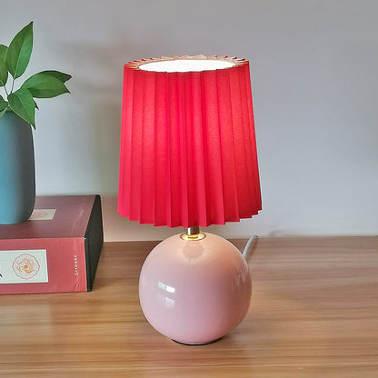 Ceramic White Pleated Milkshake Small Table Lamp