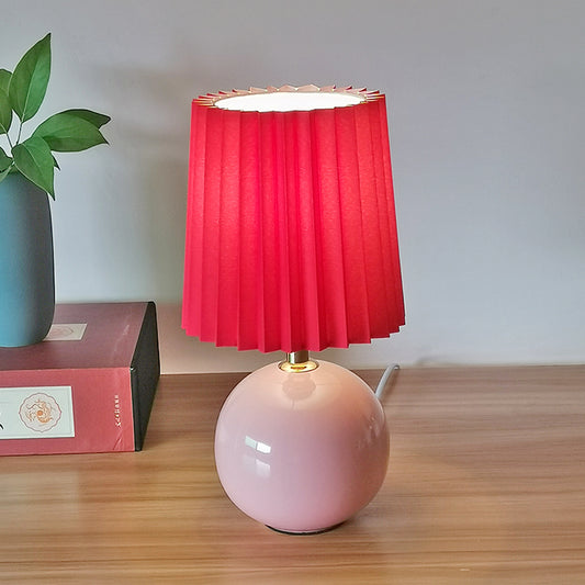 Ceramic White Pleated Milkshake Small Table Lamp