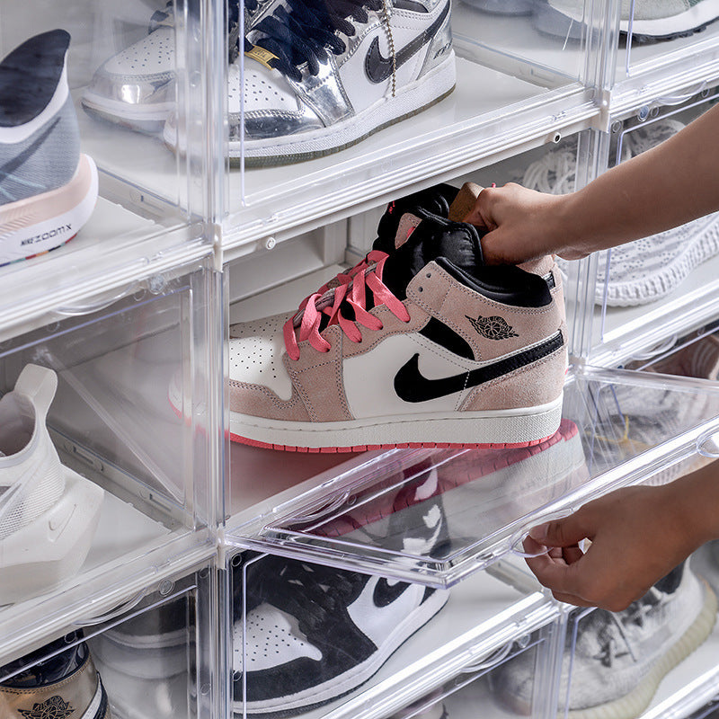 Side Door Acrylic Plastic Basketball Shoes Storage Box