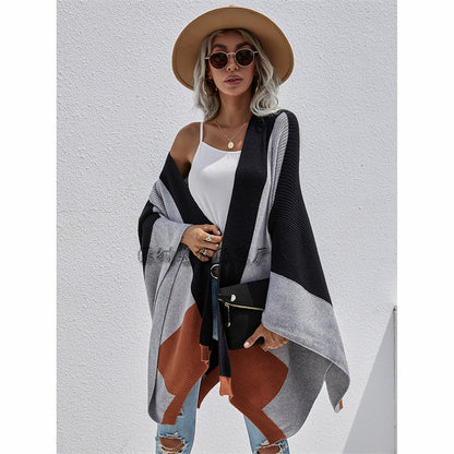 Women's Check Plus Size Loose Knit Cardigan