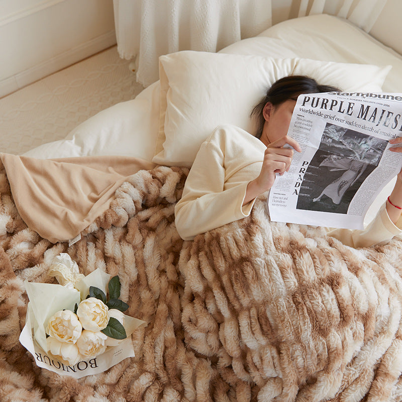 LuxuryRabbit Plush Blanket Winter Thickened Fur