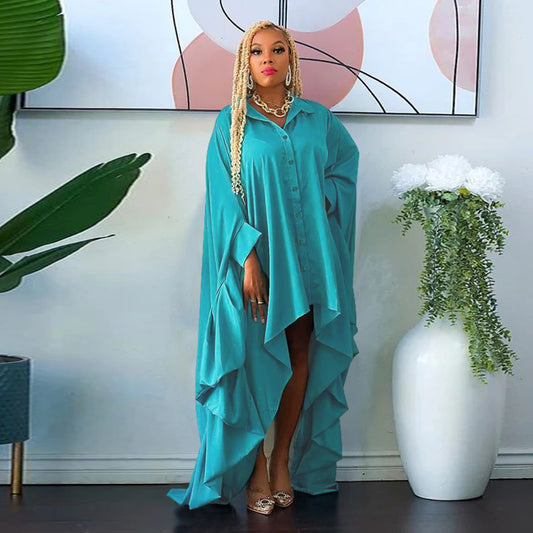 Plus Size Blouse Irregular Batwing Sleeve Dress