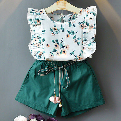 Girls Suit Love Short-sleeved