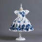 European And American Puff Sleeve Satin Flower Children's Girl Princess Dress