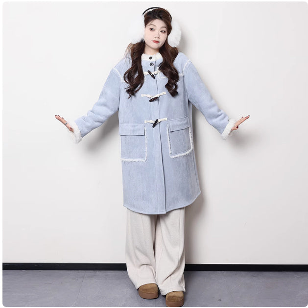 Maillard Short And Long Suede Faux Fur Plush Coat