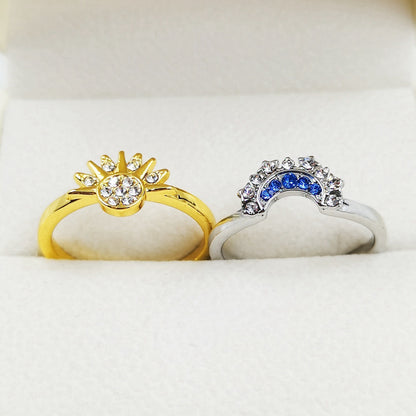 Sun And Moon Rings Couple Rhinestones Ring For Love Valentine's Day Jewelry