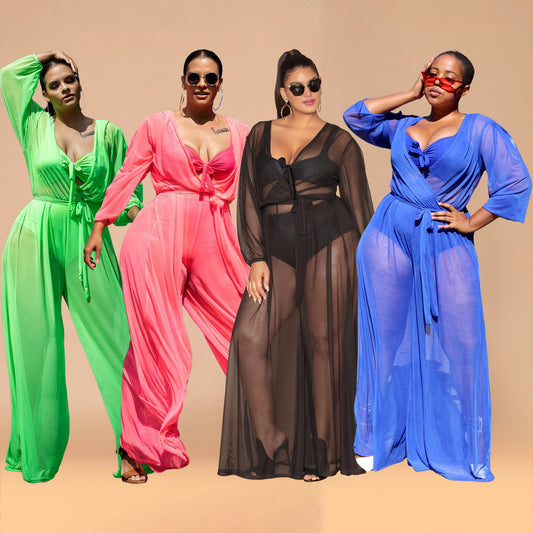 Women's Sheer Mesh Plus Size Women's Jumpsuit
