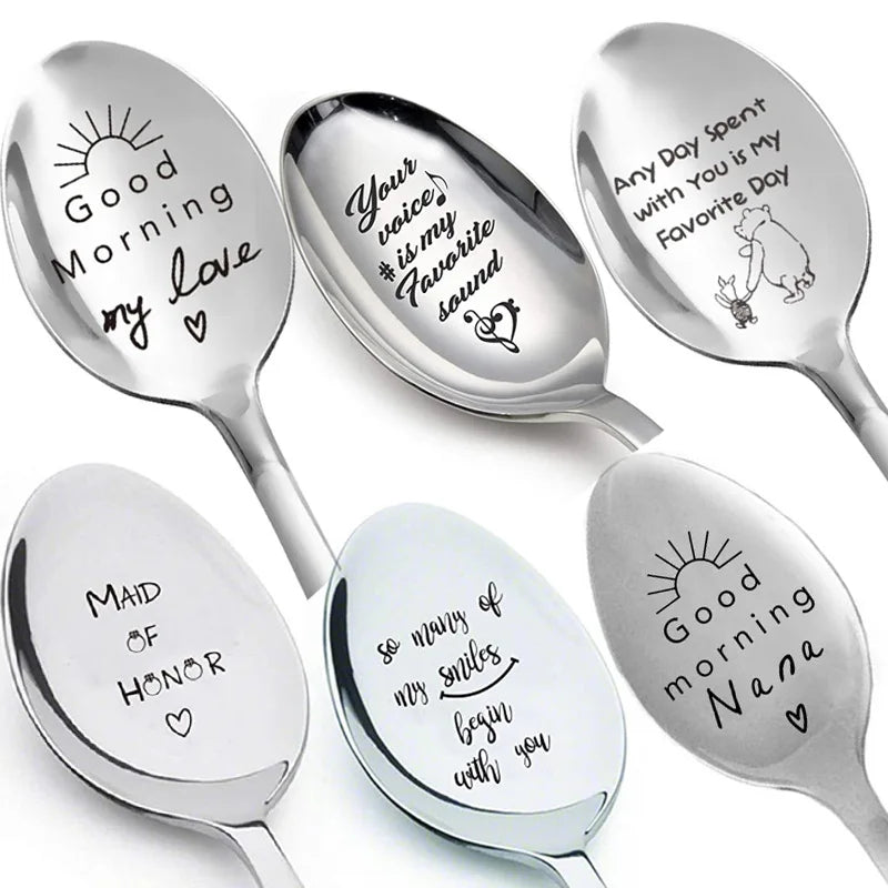 Valentines Day Gift Stainless Steel Milk Coffee Spoons Love Letter Wedding Souvenirs Anniversary Gift For Girlfriend Boyfriend