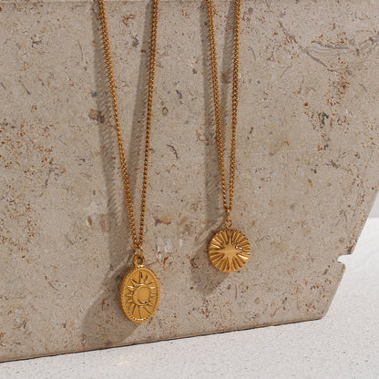 Fashion Moon Sun Relief Ornament Necklace