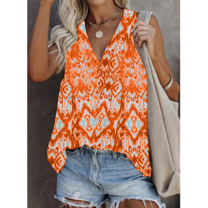 Sleeveless Printed T-shirt Plus Size Vest