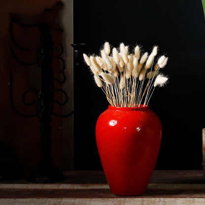 Ceramic Red Living Room Creative Home Decoration Fake Flower Vase