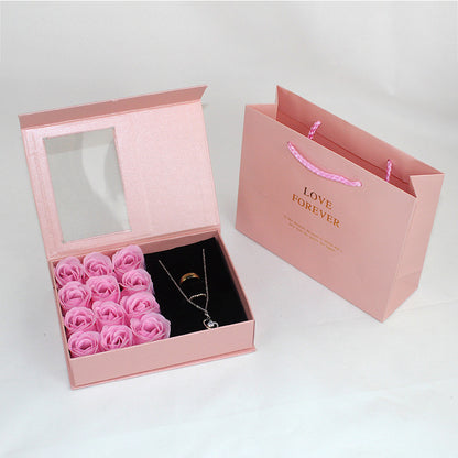 Pearl Paper Window Jewelry Lipstick Gift Box Set