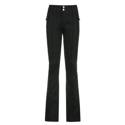 Women's New Sexy Low-waist Side Pockets Retro Slim-fit Micro Trousers Casual Trousers