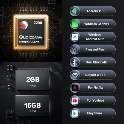 Wired To Wireless Carplay Android Box Qualcomm 2290 Processor 2G 16g