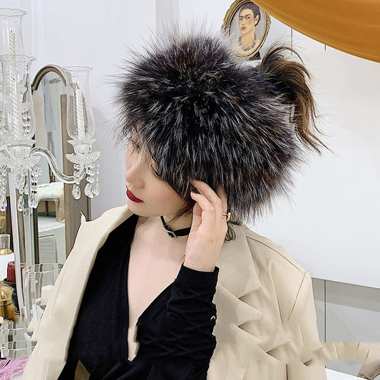 Fall Winter Stretch Wool Scarf With Headgear