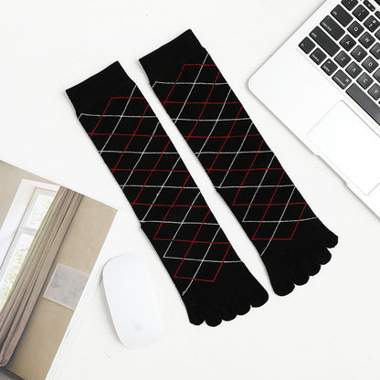 Men's Business High Toe Diamond-shaped Small Dot Vertical Bar Solid Color Socks