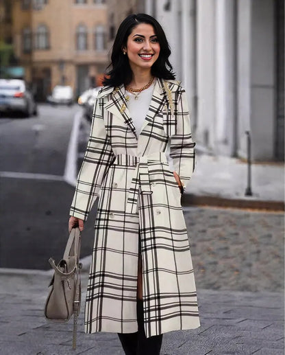 New Black Plaid Fall Winter Coat Fashion Casual For Women