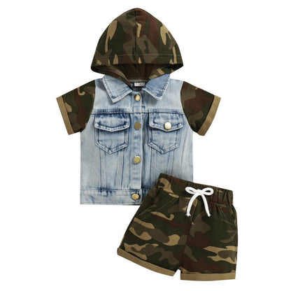 Boys' Summer Hooded Children's Casual Camouflage Shorts